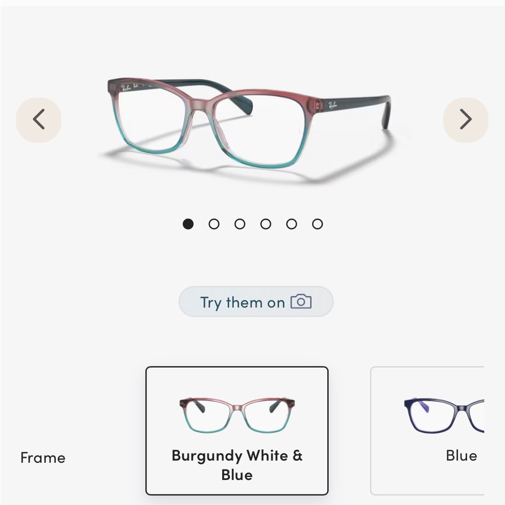 Ray Ban Burgundy White & Blue Eyeglasses
